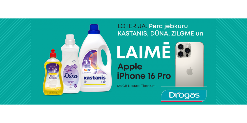 Līdz 01.10.2025. SEAL loterija veikalos Drogas - laimē Apple iPhone Pro 16 viedtālruni! 