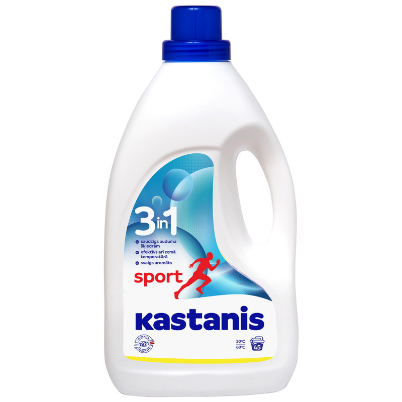 KASTANIS 3in1 SPORT veļas mazgāšanas līdzeklis, 1800ml