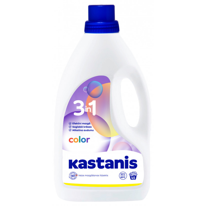 KASTANIS 3in1 color veļas mazgāšanas līdzeklis, 1800ml