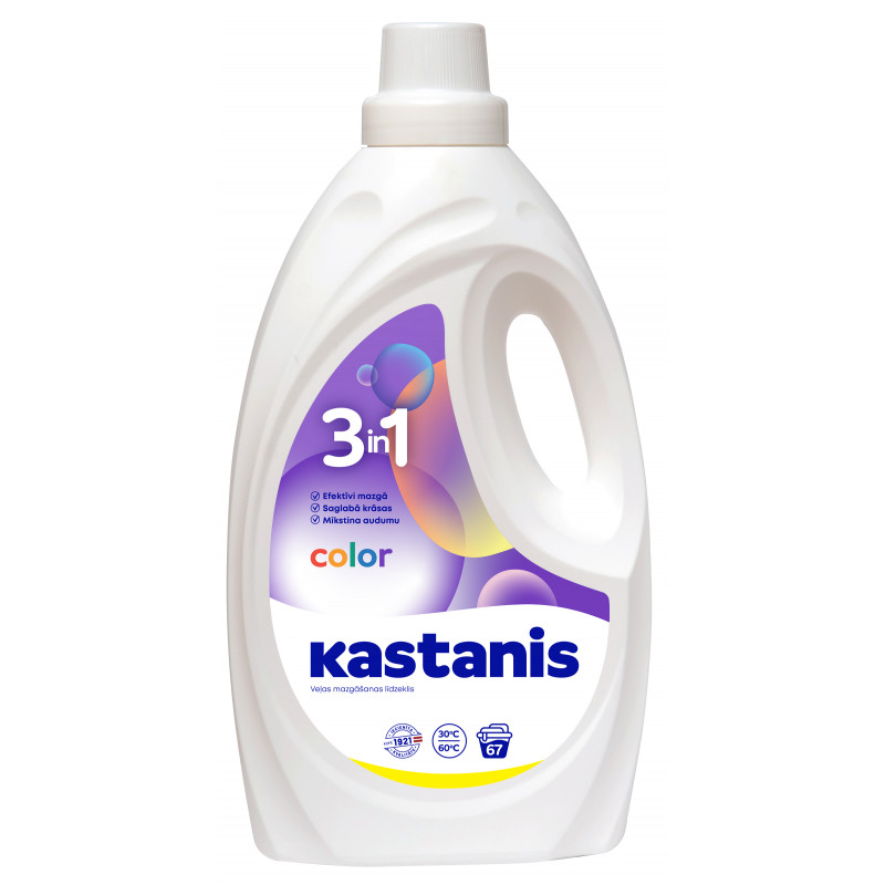 KASTANIS 3in1 color veļas mazgāšanas līdzeklis, 2700ml